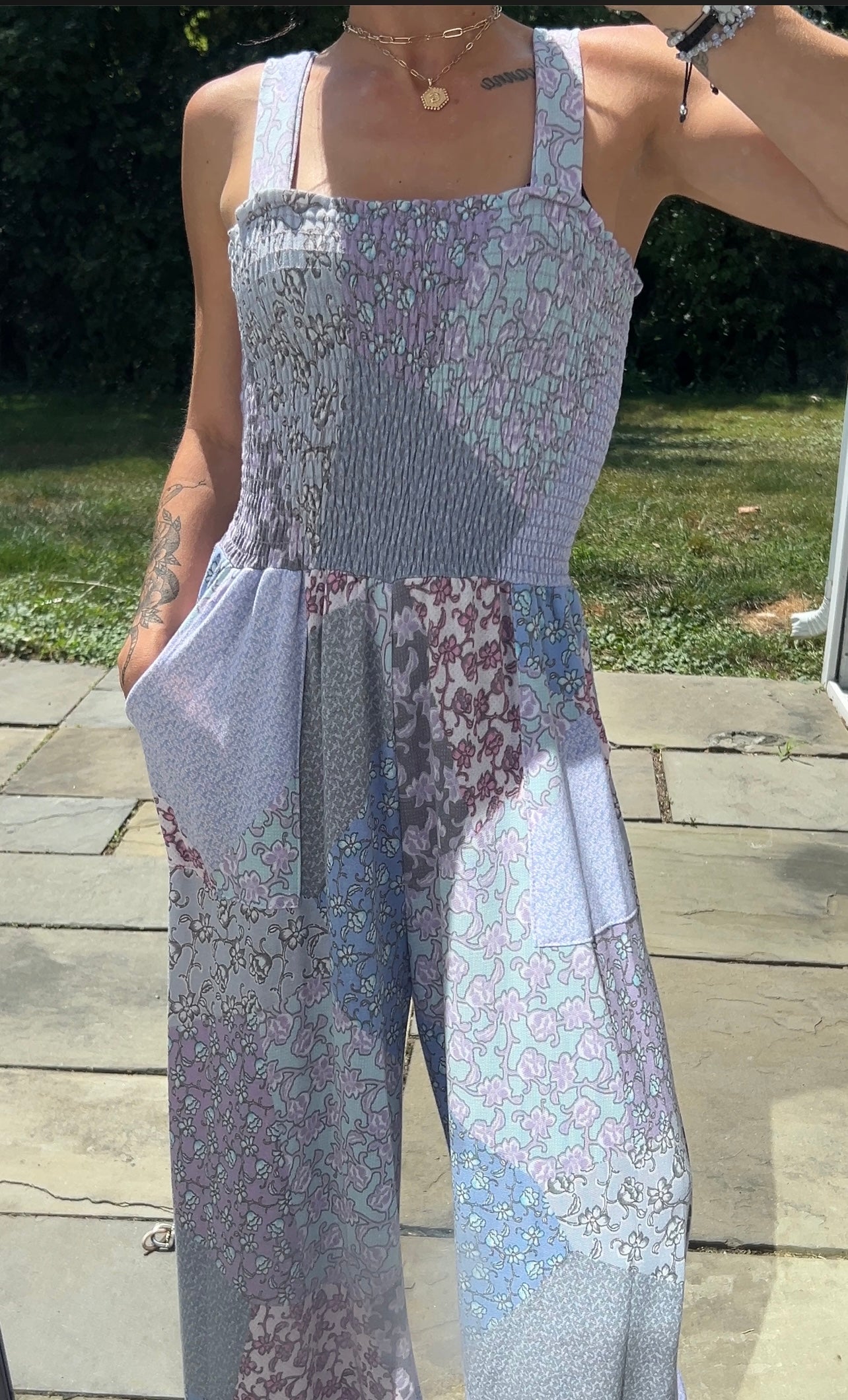 Smocked Floral Jumpsuit